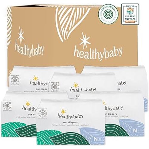 Our Diapers | EWG Verified Safe & Plant-Based Diapers | Leak Protection | Soft Organic Cotton Shell | Chlorine-Free Diaper for Sensitive Skin | Size Newborn (<10 lbs) 192 Count