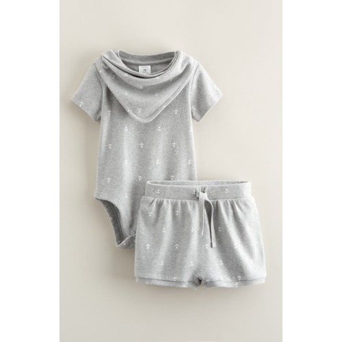 Romper, Bib & Shorts Set, 6M