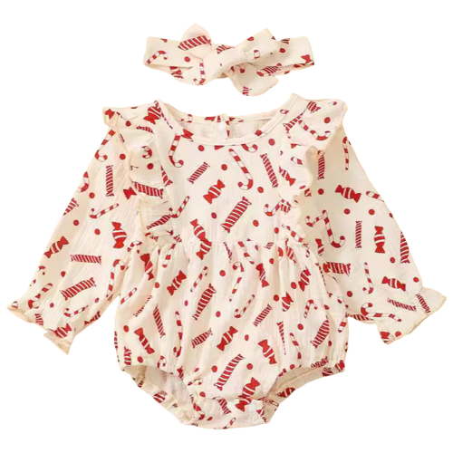 yocbz Smocked Christmas Baby Girl Newborn Baby Girl Christmas Outfit Long Sleeve Bubble Romper Santa Embroidery Bodysuit Infant Fall Clothes Beige,Size for 0-3 Months