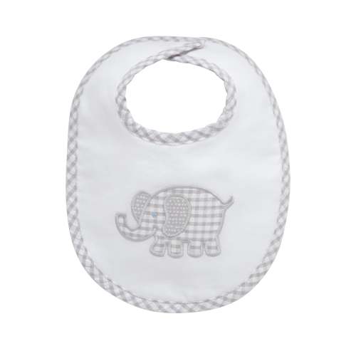 Elephant Applique Basic Bib, Gray