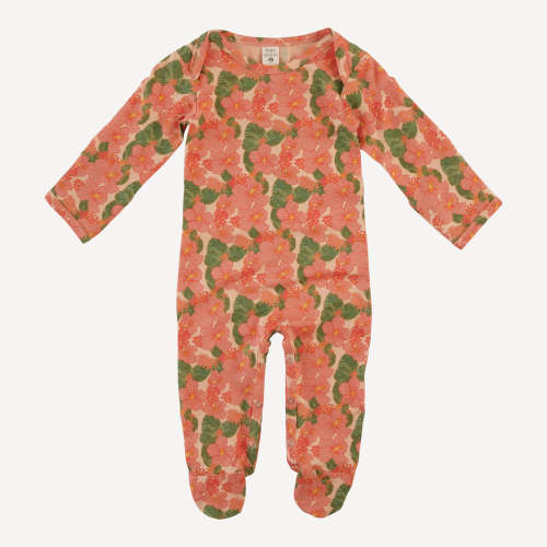 long sleeve lap neck footie | tropical flower party | bamboo – kate quinn