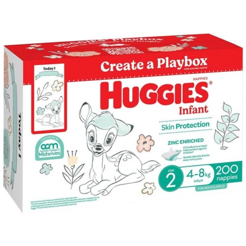 Huggies Unisex Ultimate Nappies Size 2 Infant (4-8 kg) 200 Nappies