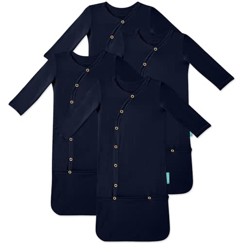 PurComfy Supersoft Baby Sleeper Gowns, Premium Bamboo Viscose Infant Nightgown Sleepers Preemie Newborn Snap Bundler