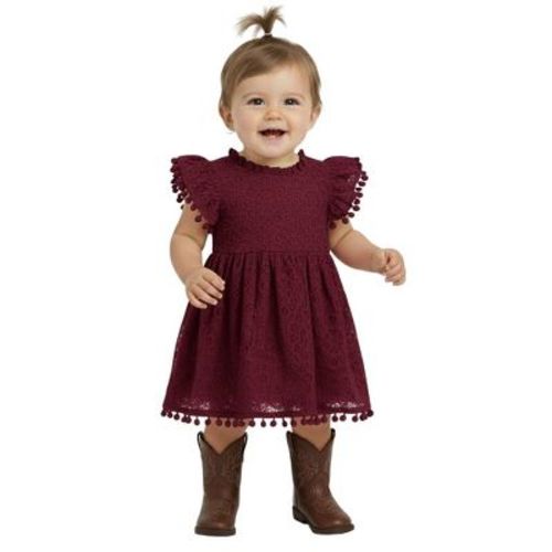 2Bunnies Lace Pom Pom Trim Baby Girl Dress