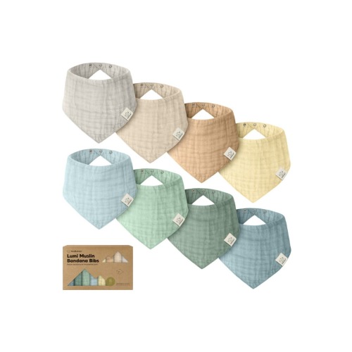 8-Pack Lumi Muslin Bandana Bibs, One Size
