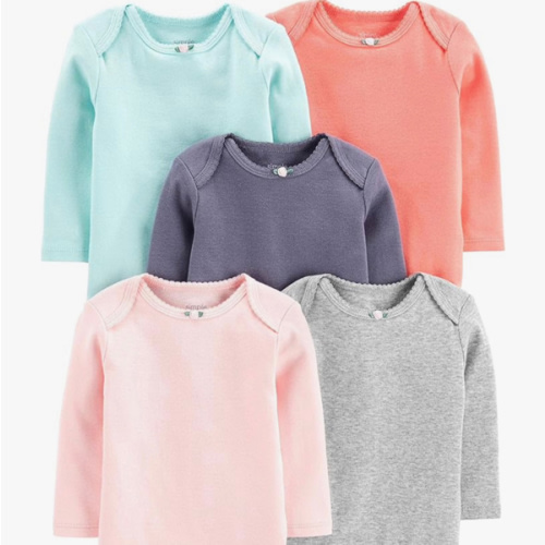 Simple Joys by Carter's Baby Girls' Long-Sleeve Bodysuit, Pack of 5