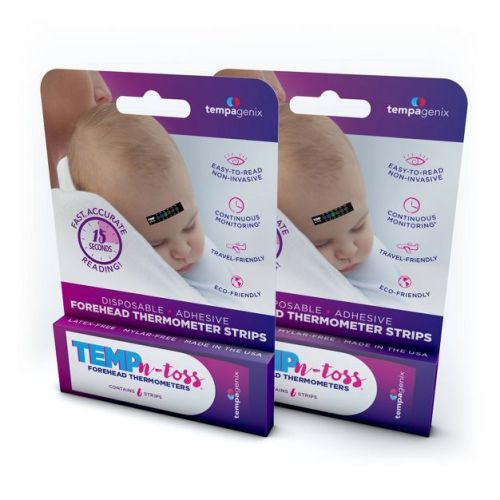 Tempagenix Temp-N-Toss Forehead Thermometer Strips - 2pk/12 Strips: Manual Power, Paper Material