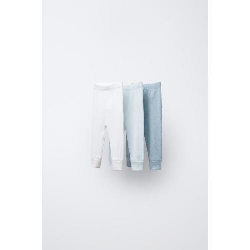 THREE-PACK OF RIBBED LEGGINGS - Sea green | ZARA United States