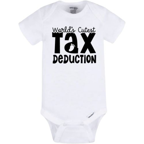 World’s Cutest Tax Deduction Baby Bodysuit – Funny Infant Bodysuit for New Parents, White Short Sleeve