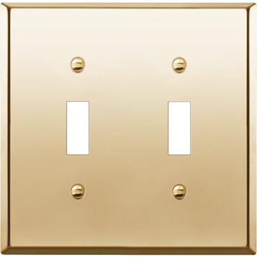 ENERLITES Toggle Light Switch Metal Wall Plate, Stainless Steel 201, Corrosion Resistant, Size 2-Gang 4.50" x 4.57", 7712-PB, Polished Brass, Gold