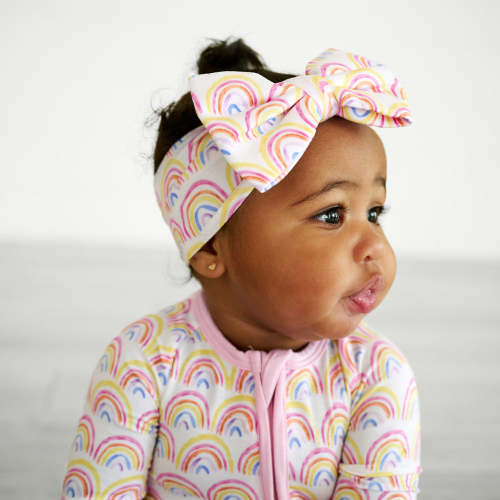 Pastel Rainbows Luxe Bow Headband - Little Sleepies