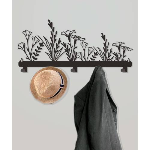 Floral Metal Wall Mounted Coat Rack - Entryway Organizer