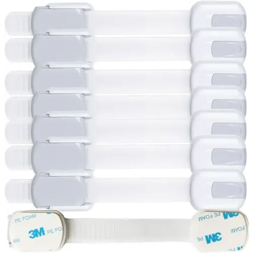 Child Proof Baby Safety Locks For Cabinet Locks Extra 3M Adhesive No Screws For Drawers Cupboard Doors (8Pack child safety cabinet locks)
