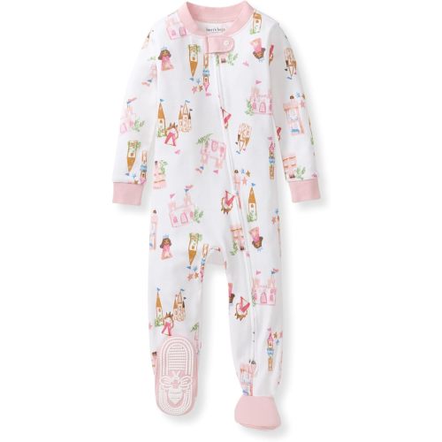 Burt's Bees Baby Baby Girls Sleeper Pajamas, 100% Organic Cotton, One-piece PJs, Diagonal Zip Up Jumpsuit, Snug Fit Footie