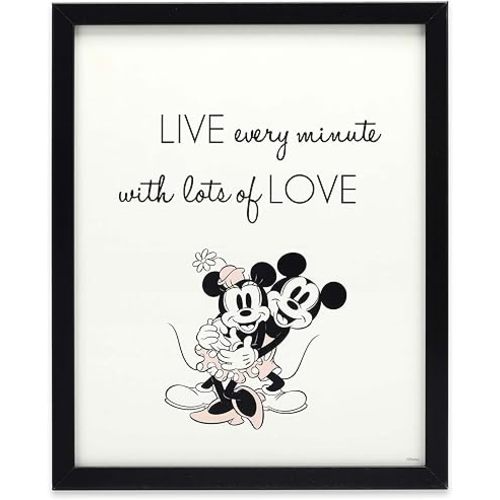 Disney Mickey and Minnie Nostalgic Framed Wood Wall Decor - Live Every Minute With Lots of Love