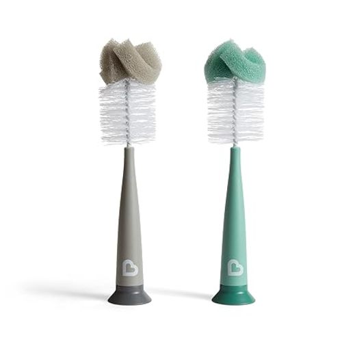 Munchkin Sponge Bottle Brush, Grey/Sage, 2 Count (Pack of 1)