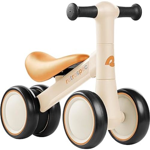 Retrospec Cricket 2 Baby Walker Balance Bike with 4 Wheels - Safe Learning Toy for Ages 12-24 Months - Scratch-Resistant Indoor Outdoor Toddler Riding Toy with Steering Limit & Soft Grips