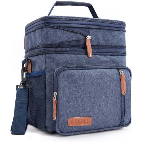 COUTUDI Expandable Insulated Lunch Bag, Waterproof Cooler Bag for Men with Shoulder Strap for Picnic Blue