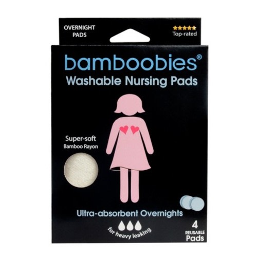 Bamboobies Ultra-Absorbent Overnight Washable Nursing Bra Pads - 2pk