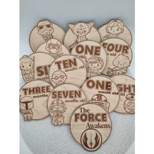 Star Wars Inspired Baby Milestone Discs | Wooden Baby Milestones | Baby/Newborn Photo Props | Laser Engraved Keepsake | Baby Shower Gift