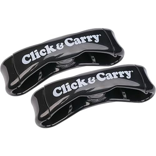 Click & Carry Grocery Bag Carrier Handle - Carry More in Fewer Trips, 100lb Capacity, Hands-Free, Gel-Padded Ergonomic Design, Shopping & Grocery Bag Holder - As Seen On Shark Tank, Black, 2 Pack