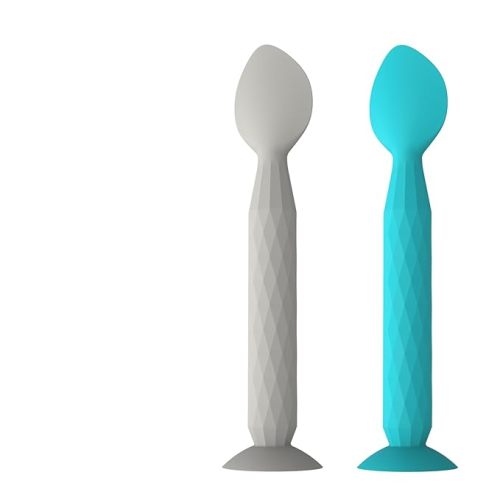 Diaper Cream Spatula - Diaper Cream Applicator with Suction Cup Base - Hygienic and Easy to Clean -Butt Spatula for Baby Essentials -Baby Shower Gifts - 2 Pack, Blue & Gray - A Blue & Gray