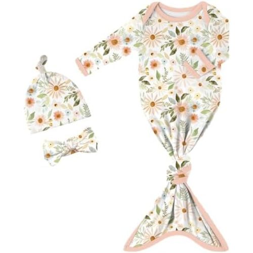 Yoofoss Baby Knotted Gowns 0-3 Months, Newborn Sleepers Hospital Coming Home Outfit for Photograph, Soft Breathable Comfort