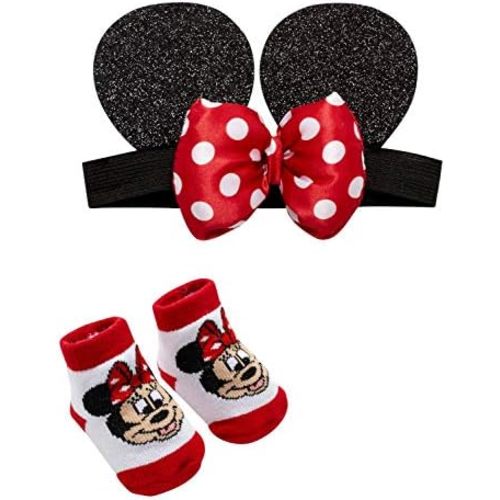 Disney Baby Girls’ Minnie Mouse Gift Set – 2 Piece Headband and Socks (Newborn: 0-12M)
