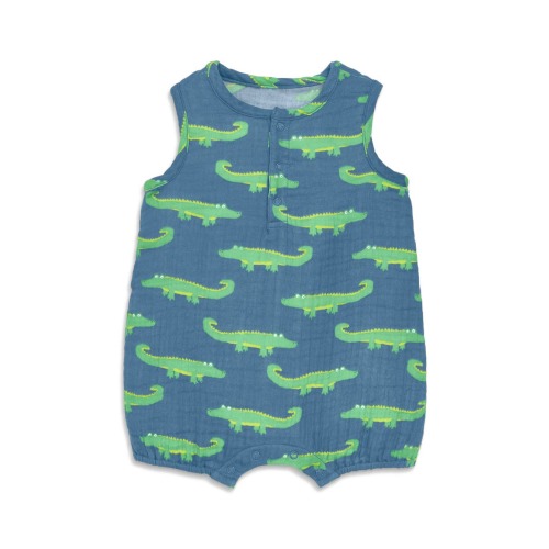 Baby Cotton Gauze Bubble Shortie In Seasonal Prints