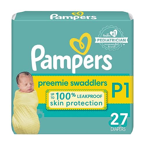 Pampers Baby Diapers - Swaddlers - Size P1, 27 Count, Ultra Absorbent Disposable Preemie Diaper
