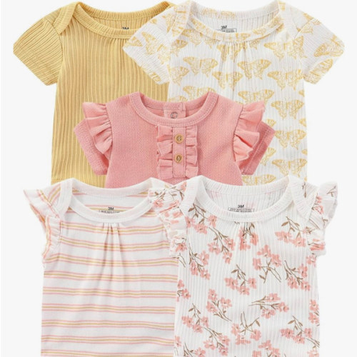 Baby Bodysuits Ribbed Mix Summer Newborn Boy Girl Clothes 5-pack