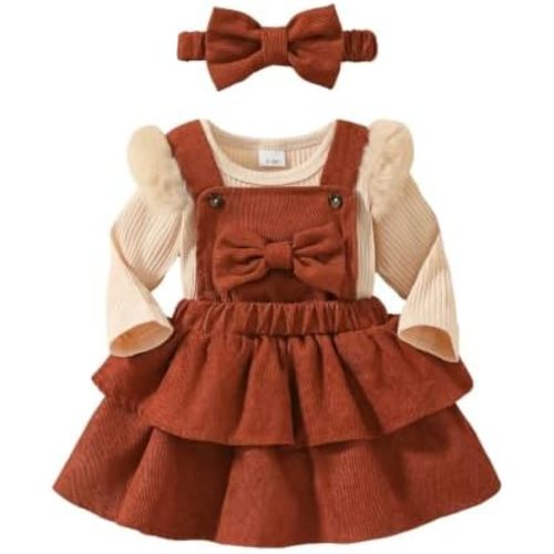 Baby Girl Clothes Fall Winter Outfits Long Sleeve Romper Overall Skirt Set