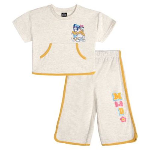 Disney Minnie Mouse Baby Girls' French Terry Graphic T-Shirt and Elastic Waist Pants Outfit Oatmeal Daisy 12 Months