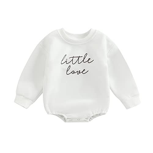 FYBITBO Baby Girl Boy Crewneck Sweatshirt Bubble Romper Long Sleeve Shirt Onesie Valentines Outfit Fall Clothes