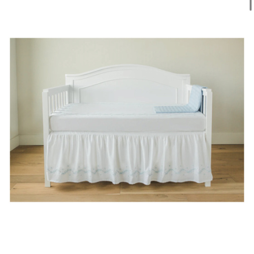 Embroidered Crib Skirt in Sky | Over The Moon
