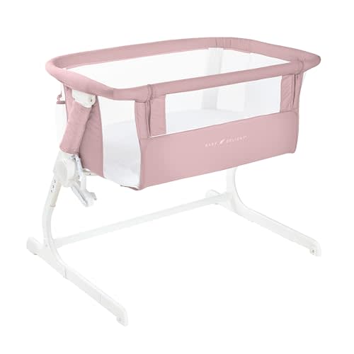 Baby Delight Beside Me™ Dreamer Bassinet, Organic Rose | 6-Position Height Adjustment, Mesh Wall for Air Flow & Visibility, Zip Down Beside Panel, 100% GOTS Certified Organic Cotton