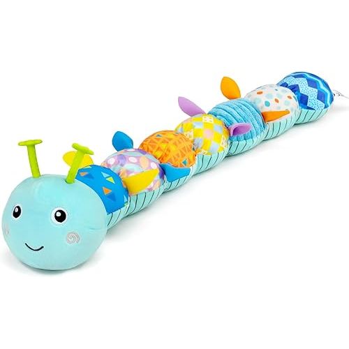 Baby Tummy Time Toys 0-6 Month Musical Stuffed Animal Plush Caterpillar Toy for Infant 6-12 Month Teething Sensory Toy with Crinkle Rattle for Babies 0-3-6 Month Newborn Boy Girl
