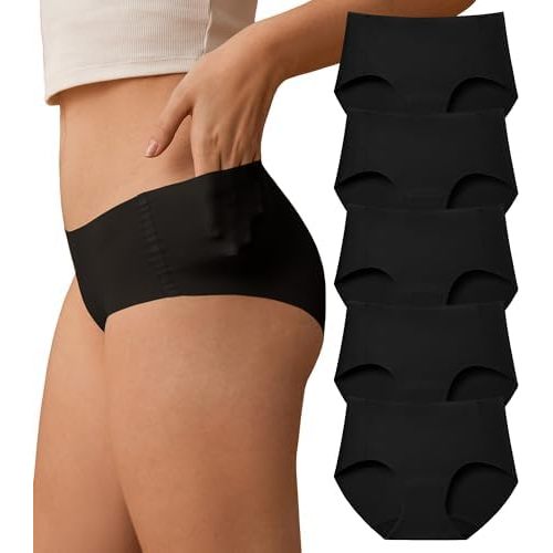 SHARICCA Womens Seamless Underwear Nuage No Show Hipster Panties 5 Pack