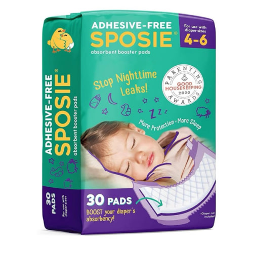 Sposie Diaper Booster Pads, Size 4-6, 30 Count - Hypoallergenic, Dermatologist and Pediatrician Tested, Fragrance, Latex, Chemical and Cruelty-Free, Made in USA