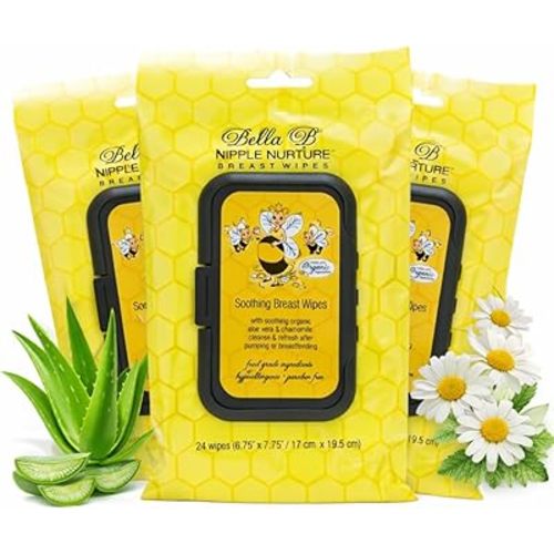BELLA B Nipple Nurture 3-Piece Breast Wipes Bundle - Breast Pump Cleaning and Nursing Wipes