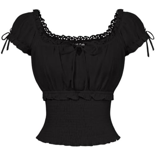 Scarlet Darkness Renaissance Peasant Blouse for Women Short Sleeve Tops