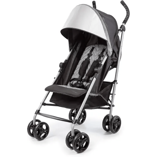 3Dlite ST Convenience Stroller, Black & Gray - Lightweight Stroller with Steel Frame, Large Seat Area, Multi-Position Recline, Large Storage Basket - Infant Stroller for Travel and More