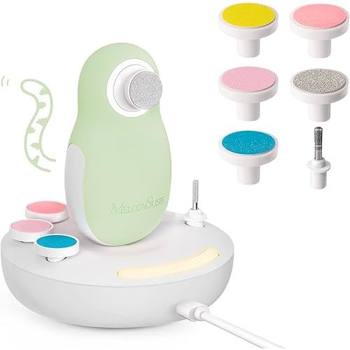 MelodySusie Baby Electric Nail File Kit, PC20F Magnetic Rechargeable & Safe Nail Trimmer with Night Light, Quiet Operation for Newborns, Infants, Toddlers, Gentle Nail Care Clipper, Green