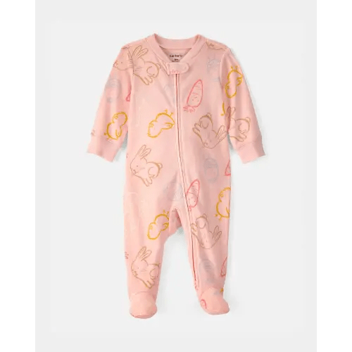 Baby Girl Easter 100% Cotton 2-Way Zip Sleep & Play Pajama - Pink | Carter's