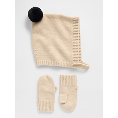 Baby & Toddler CashSoft Pom Hat & Mittens Set | Gap