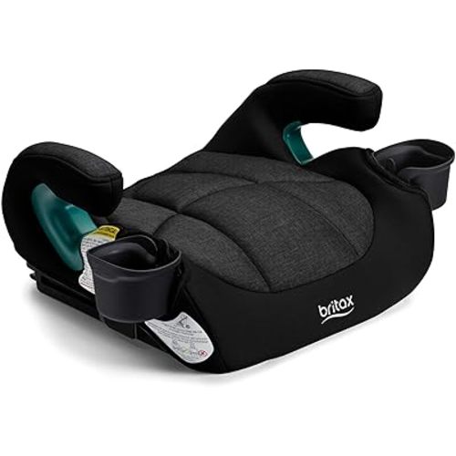 Britax UpNGo Click Backless Booster Car Seat with Rigid Latch, Lightweight and Portable Travel Booster with Slim Design and PosturePlus, Accommodates Kids up to 120 Lbs and 63” – Raven Black