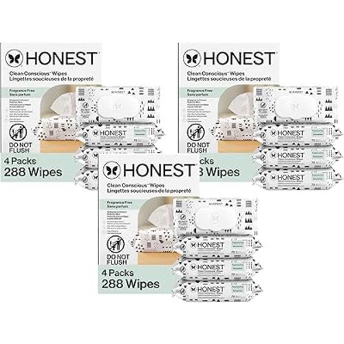 The Honest Company Hypoallergenic Multi-Use Baby Wipes for Sensitive Skin Baby Pattern Play 288 Count (Pack of 3)
