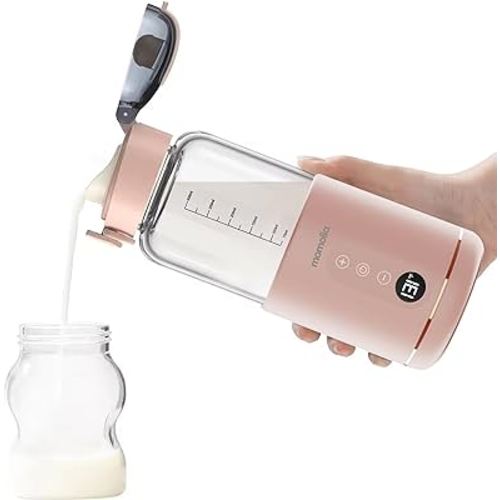 Portable Milk Warmer for Travel, Bottle Warmer for Water, Milk Warmer On-The-Go, Large Capacity 10 oz. with LED Temp Control, Wireless for Bottle Feeding, Travel, Airplane, 2024 Model (Pink)
