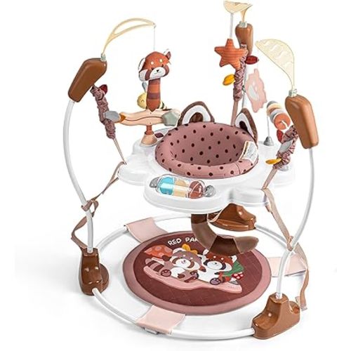 Baby Activity Center, Baby Jumper Activity Center with Music, Interactive Toys, 360° Rotating Seat, 3 Adjustable Heights, Infant Activity Jumper for 6+ Months (Red Panda)