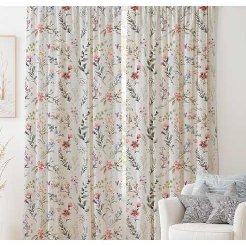 Floral Nursery Curtains, Wildflower Blackout Curtains, Girl Nursery Drapes, Botanical Kids Room Curtains, Custom Size Window Panels